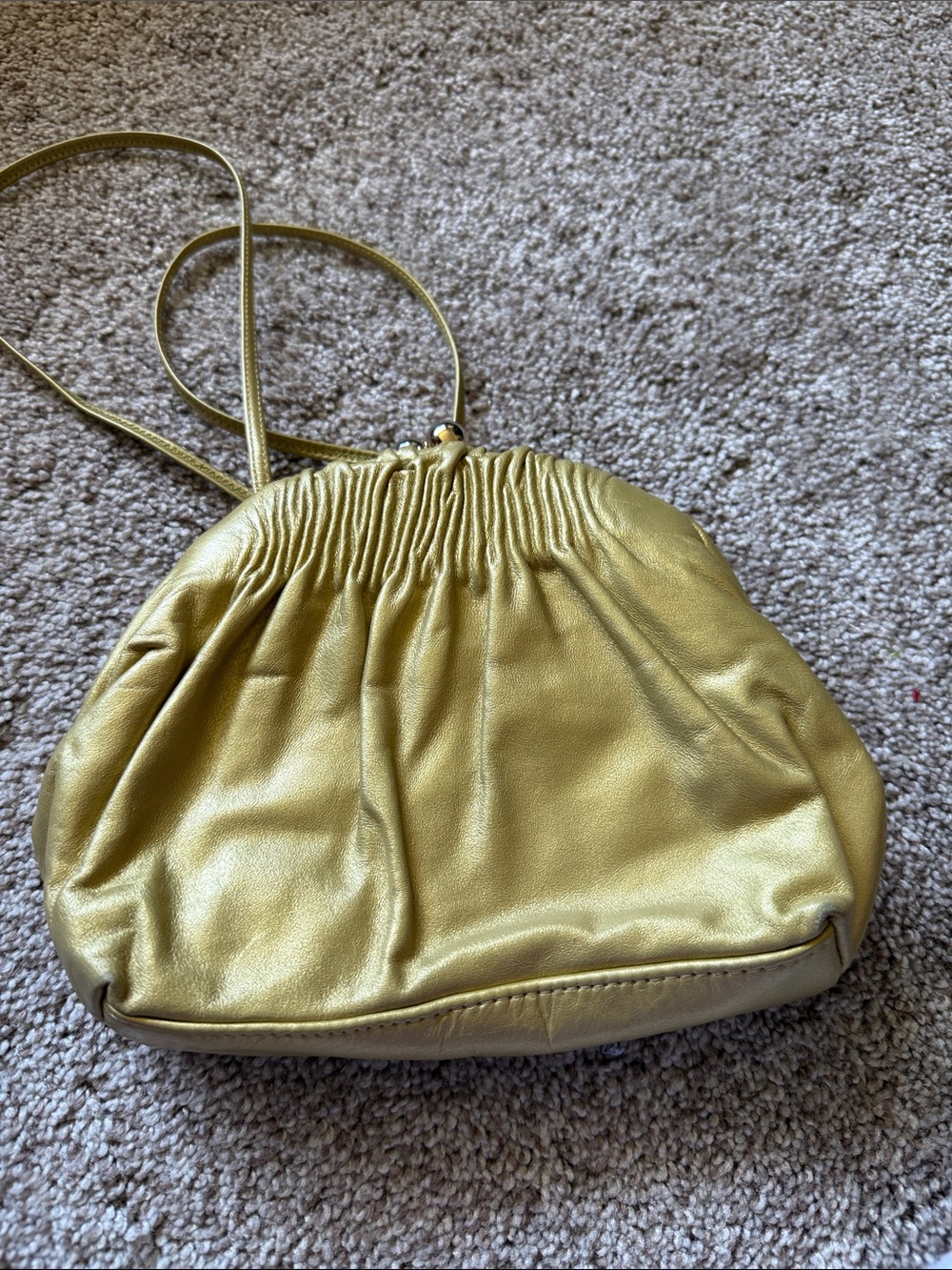 Metallic Gold Etra Ruched Drawstring Crossbody Bag